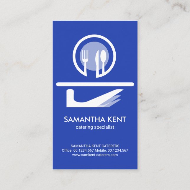 Tarjeta De Visita Bright Blue Butler Sering Dish Icon (Anverso)