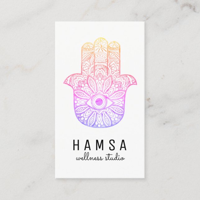 Tarjeta De Visita Bright Colorful Hamsa Reiki (Anverso)