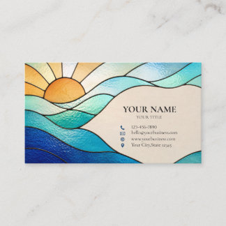 Tarjeta De Visita Bright Ocean Sunrise Stained Glass Business Card
