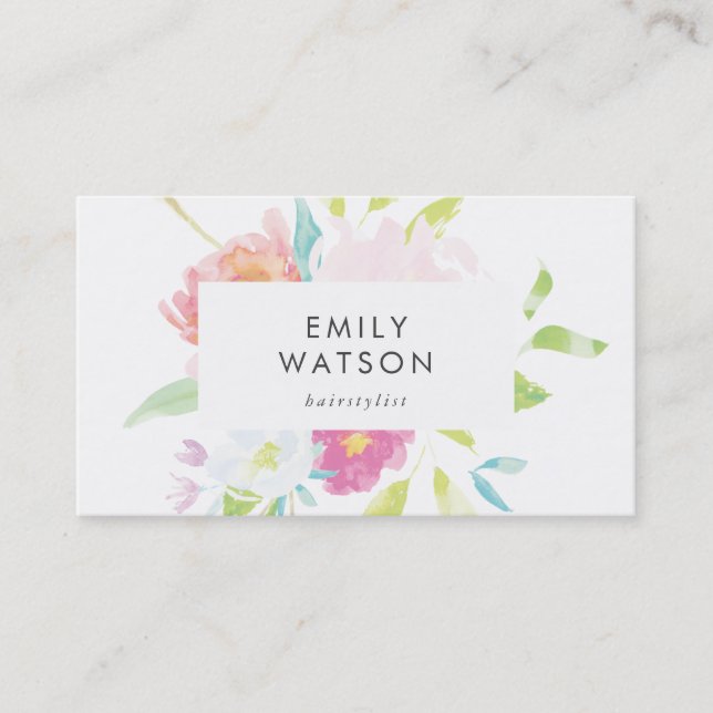 Tarjeta De Visita Bright Pastel Floral Business Card (Anverso)