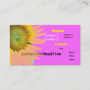 Tarjeta De Visita Bright Pink Funky Sunflower Business Card