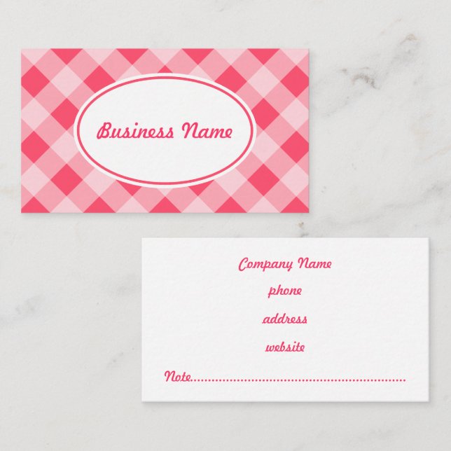Tarjeta De Visita Bright Pink Gingham Business Card (Anverso / Reverso)