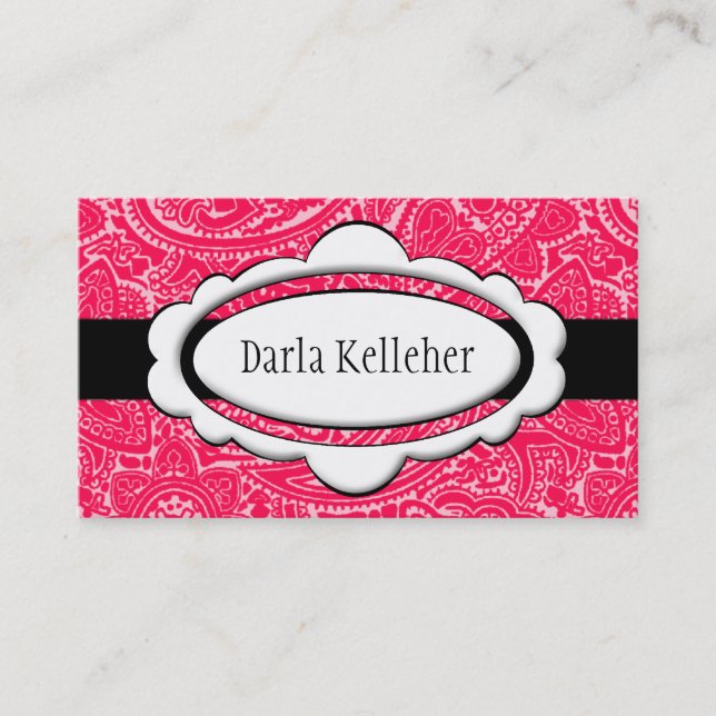Tarjeta De Visita Bright Pink Paisley Business Cards (Anverso)
