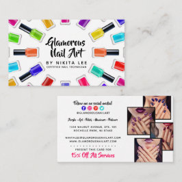 Tarjeta De Visita Bright Rainbow Nail Polish Art Tech Salon 4-Photo
