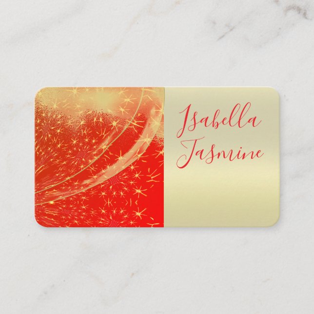 Tarjeta De Visita Bright Red, Stars, Wedding, Business card (Anverso)