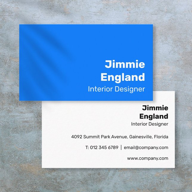 Tarjeta De Visita Brillante Azul Negrita Negrita Moderna Vibrante (Simple Bright Blue Bold Modern Vibrant Business Card)