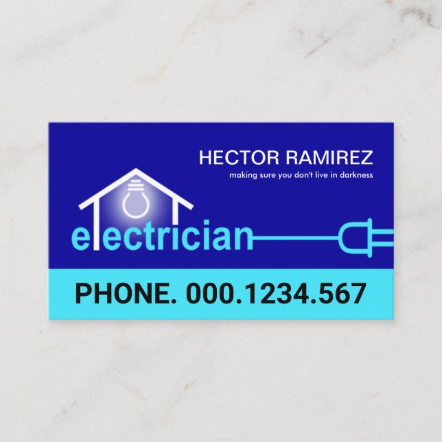 Tarjeta De Visita Brillante Blues Electrician Wiring (Anverso)