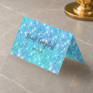 Tarjeta De Visita Brillante falso azul acuático caprichoso