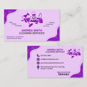 Tarjeta De Visita Brillante Girly Purple Cleap Services