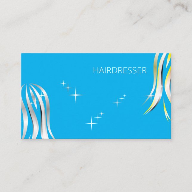 Tarjeta De Visita Brillante grises y amarillos estilo de pelo politi (Anverso)