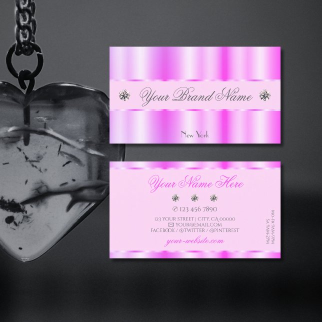 Tarjeta De Visita Brillante luz rosa esparcen diamantes glamorosos (Subido por el creador)