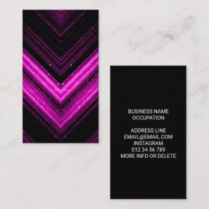 Tarjeta De Visita Brillante magenta rosa metálico negro Chevron
