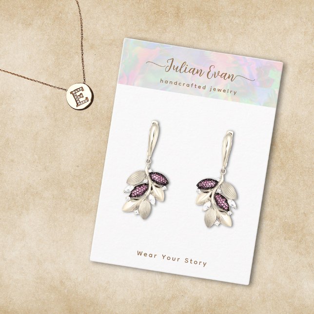 Tarjeta De Visita Brillante pantalla de joyería holográfica Aura Opa (Shiny Holographic Aura Opal Stone Jewelry Display Business Card )