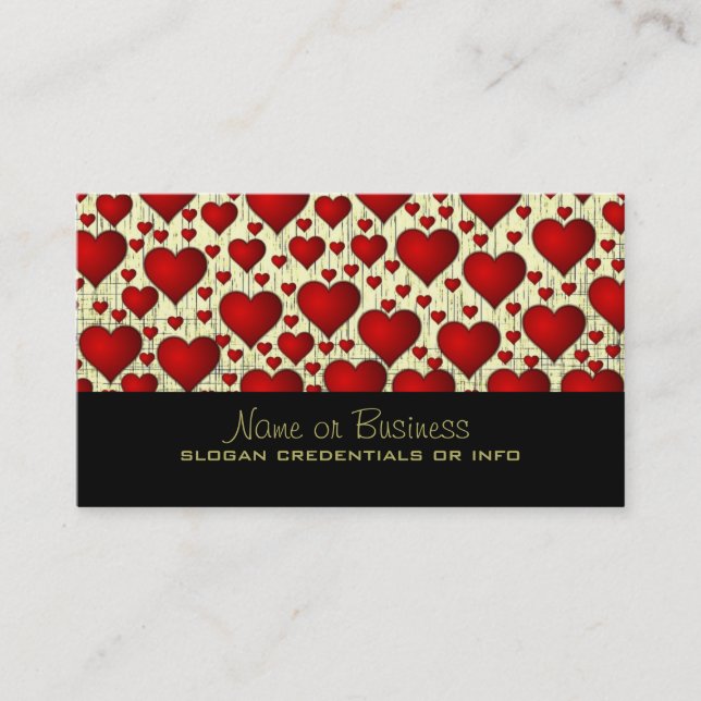 Tarjeta De Visita Brillante Red Romantic Hearts Pattern (Anverso)