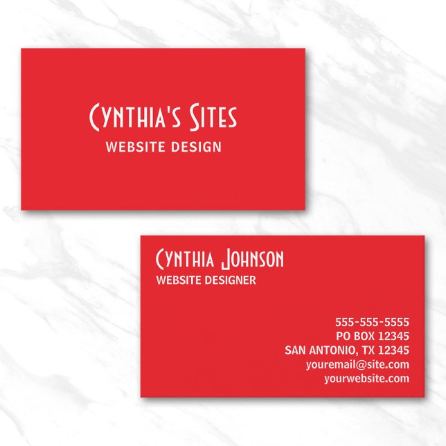 Tarjeta De Visita Brillante rojo y blanco retro negrita (Bright Red and White Retro Bold Business Card)