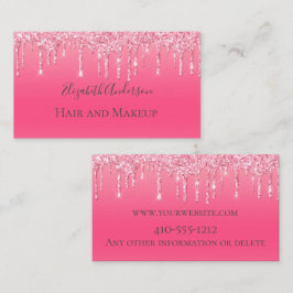 Tarjeta De Visita Brillante Rosa Chic Moderno Femenino Tendencia