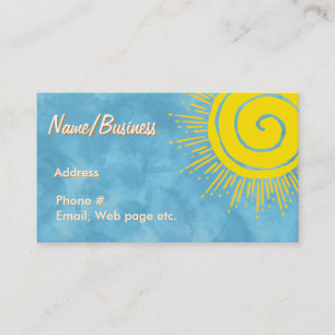 Tarjeta De Visita Brillante Sol Amarillo En Cielo Azul Personalizado