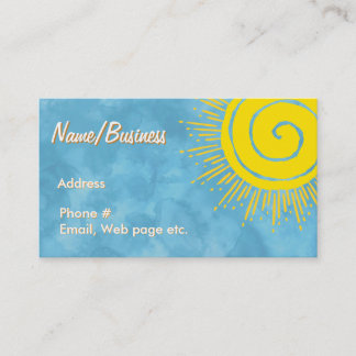 Tarjeta De Visita Brillante Sol Amarillo En Cielo Azul Personalizado