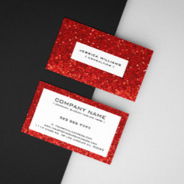 Tarjeta De Visita Brillo Bokeh Rojo y Destellos con Acentos Negros