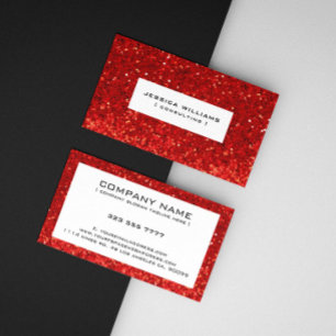 Tarjeta De Visita Brillo Bokeh Rojo y Destellos con Acentos Negros