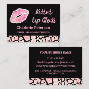 Tarjeta De Visita Brillo de Labios Rosa Moderno
