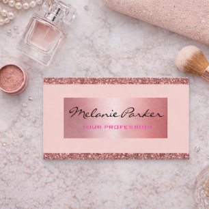 Tarjeta De Visita Brillo de rosa dorado elegante y chic metálico