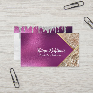 Tarjeta De Visita Brillo Dorado Rosa Metálico Elegante 