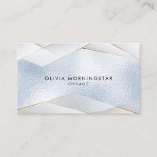 Tarjeta De Visita Brillo Elegante Cielo Azul Oro Blanco Facetas