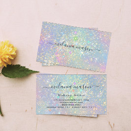 Tarjeta De Visita Brillo Elegante Destellos Holográficos Belleza