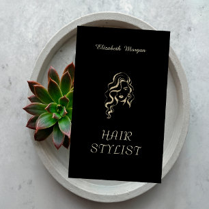 Tarjeta De Visita Brillo elegante moderno cabello de niña negro