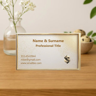 Tarjeta De Visita Brillo Metálico Dorado Falso Minimalista Profesion