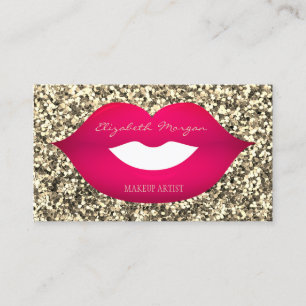 Tarjeta De Visita Brillo Moderno Elegante, Labios, Artista de Maquil