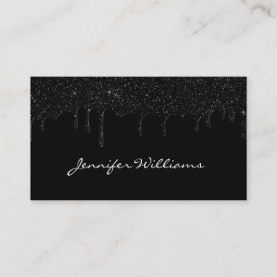 Tarjeta De Visita Brillo negro que gotea minimalista moderno elegant