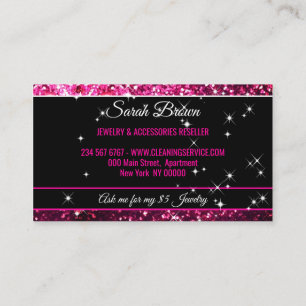 Tarjeta De Visita Brillo Rosa Glitz Glam Starlust luz