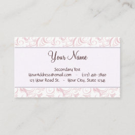 Tarjeta De Visita Briznas y rayas florales rosadas con el monograma