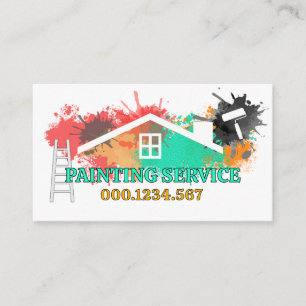 Tarjeta De Visita Brocha de escalera de salpicaduras de pintura para