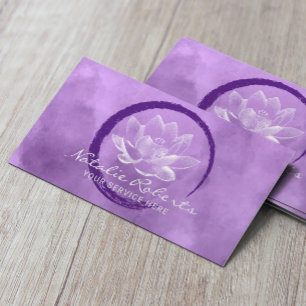 Tarjeta De Visita Brocha de Lotus Circle Yoga Wellness Purple