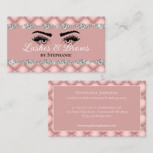 Tarjeta De Visita Brochas de diamantes rosados de Rubor tachados de 