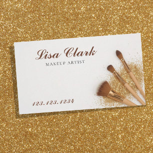 Tarjeta De Visita Brochas de Maquillaje Chi Golden Glitter Artista d