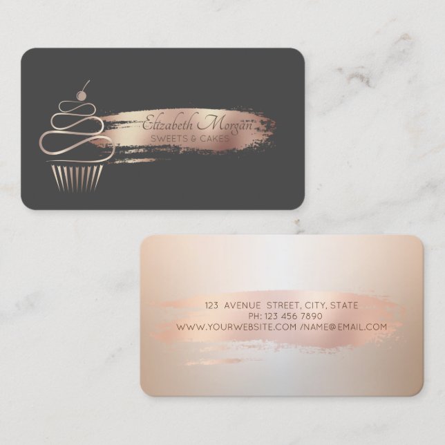 Tarjeta De Visita Broche profesional de pincel, tarta, dulces (Anverso / Reverso)