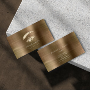 Tarjeta De Visita Broches Profesionales Maquillaje Dorado Ojo Marrón