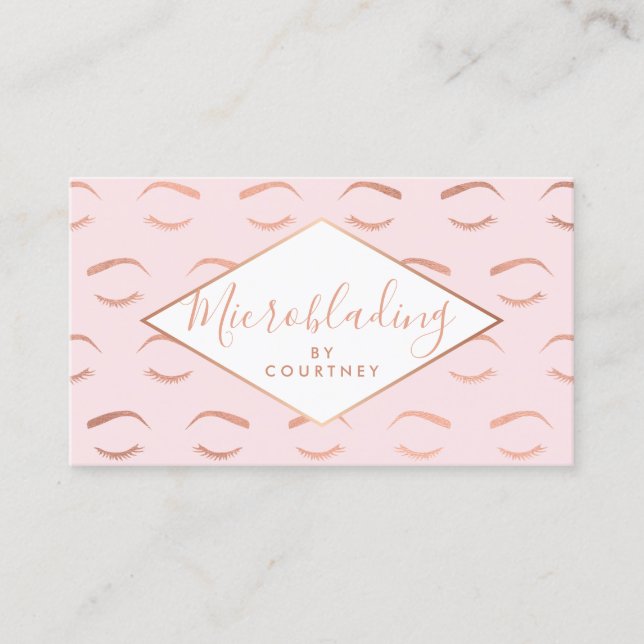 Tarjeta De Visita Broches y pestañas Microblando Oro rosa/Rosa (Anverso)
