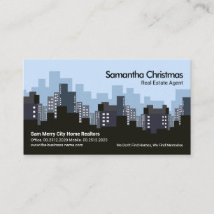 Tarjeta De Visita Broker inmobiliario Blue City Skyline Silhouette