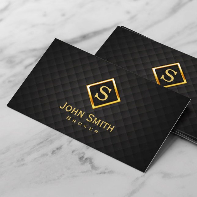 Tarjeta De Visita Broker Profesional Moderno Gold Monograma Lux Blac (Subido por el creador)