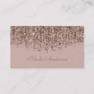 Tarjeta De Visita Bronce Dorado Glitter Glam Rosa Taupe