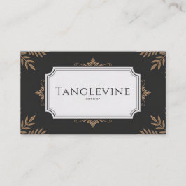 Tarjeta De Visita Bronce formal botánico y clásico negro