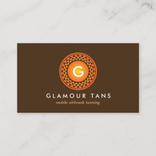Tarjeta De Visita BRONCE MODERNO SUN LOGO MONOGRAM para TANNING SALO