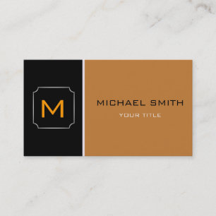 Tarjeta De Visita Bronce y Llanura Negra Elegante Profesional Modern