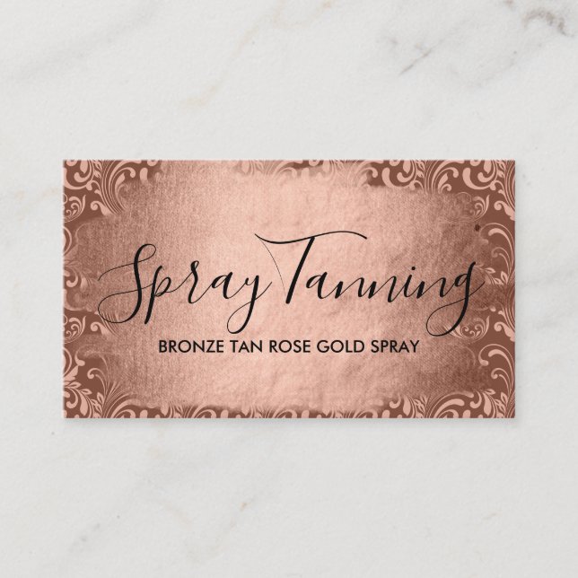 Tarjeta De Visita Bronze Rosa Gold Swirl Spray Tan (Anverso)