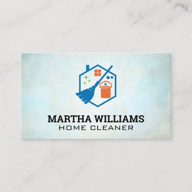 Tarjeta De Visita Broom Bucket | Herramientas de limpieza (Anverso)